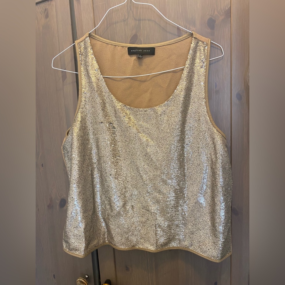 English rose sequins tank top